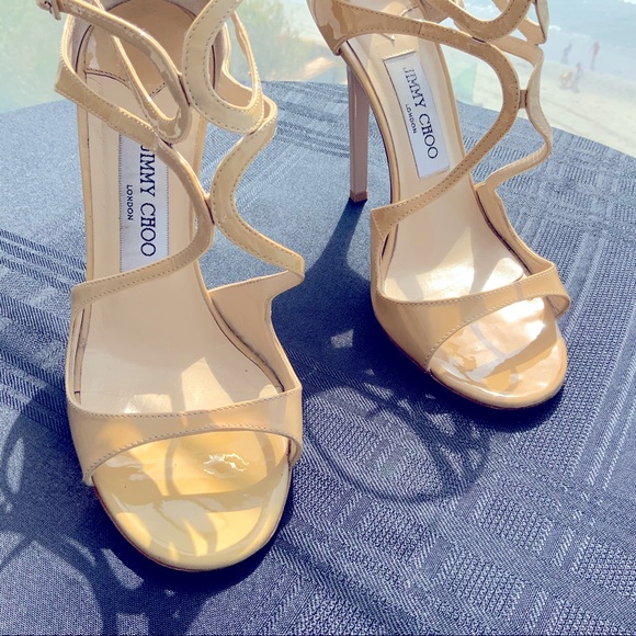 Jimmy Choo London Sandals Nude Patent Leather S 37 - Picture 8 of 12